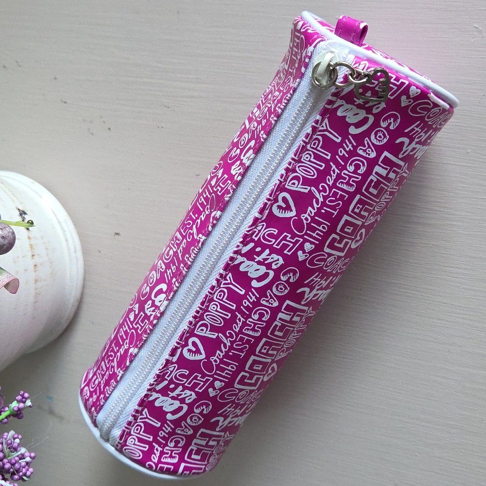 COACH Pink Poppy Graffiti Pencil Case - Picture 2 of 9